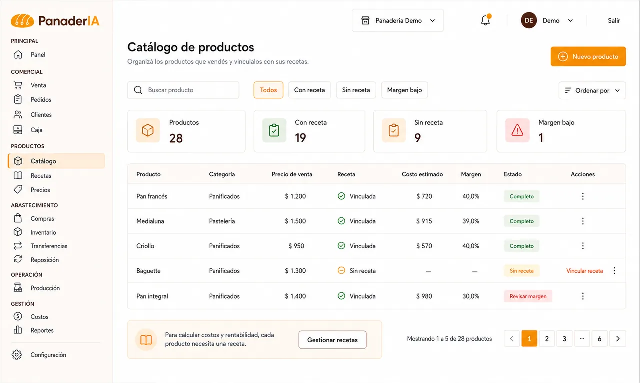 Catálogo de productos en IApa